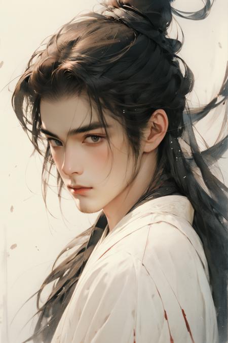 02581-307256529-masterpiece, best quality, 8k, cinematic light, ultra high res, 1boy, solo, long hair, hanfu, looking at viewer, portrait, black.png